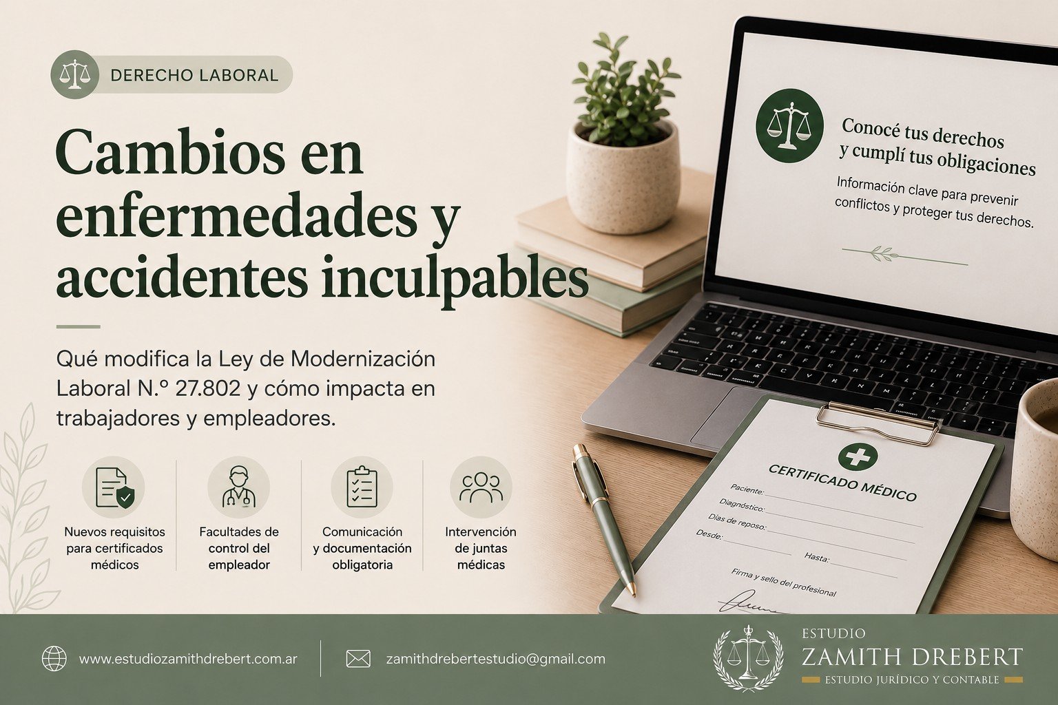 Cambios en enfermedades y accidentes inculpables: qué modifica la Ley de Modernización Laboral N.º 27.802