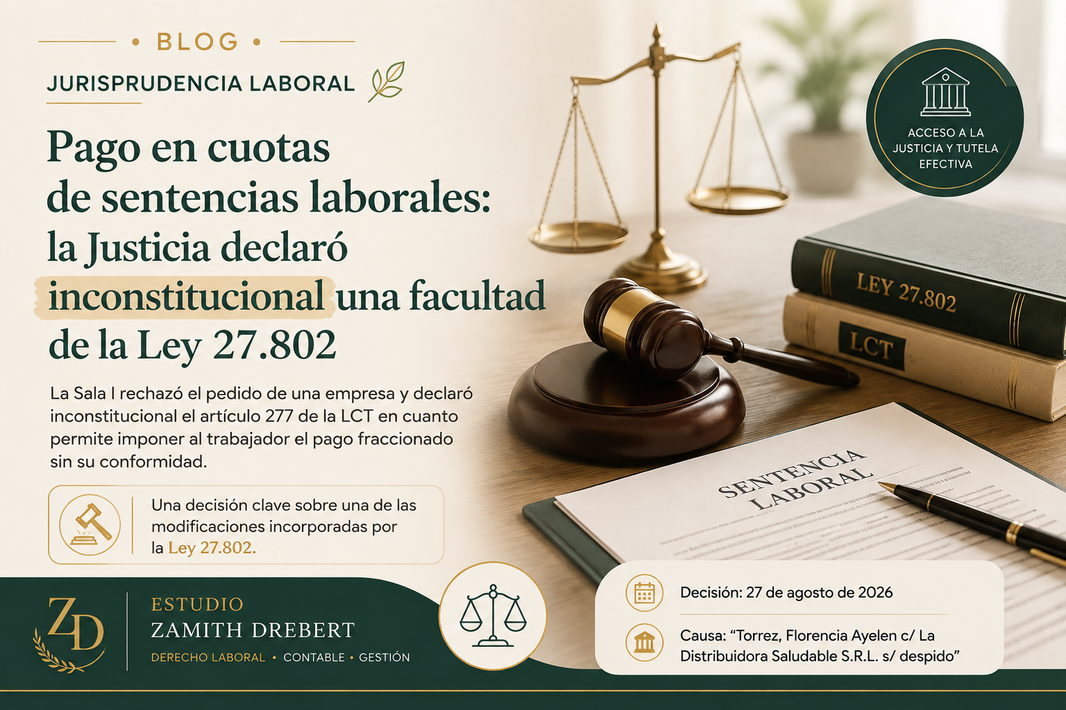 Pago en cuotas de sentencias laborales: la Justicia declaró inconstitucional una facultad de la Ley 27.802